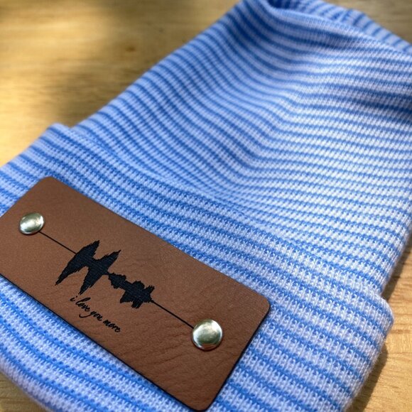 I Love You More Soundwave Newborn Baby Beanie - Blue - Premade - Picture 4 of 8